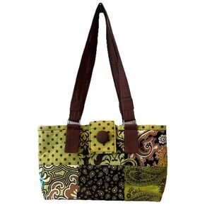 Miralee Handbag Purse Women Patchwork Paisley Polka Dot Multicolor Snap Fall EUC